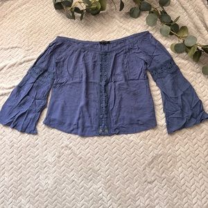 Blue boho cropped shirt, M